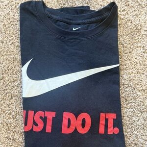 Nike Black Tee with Red 'Just Do It' and White Swoosh